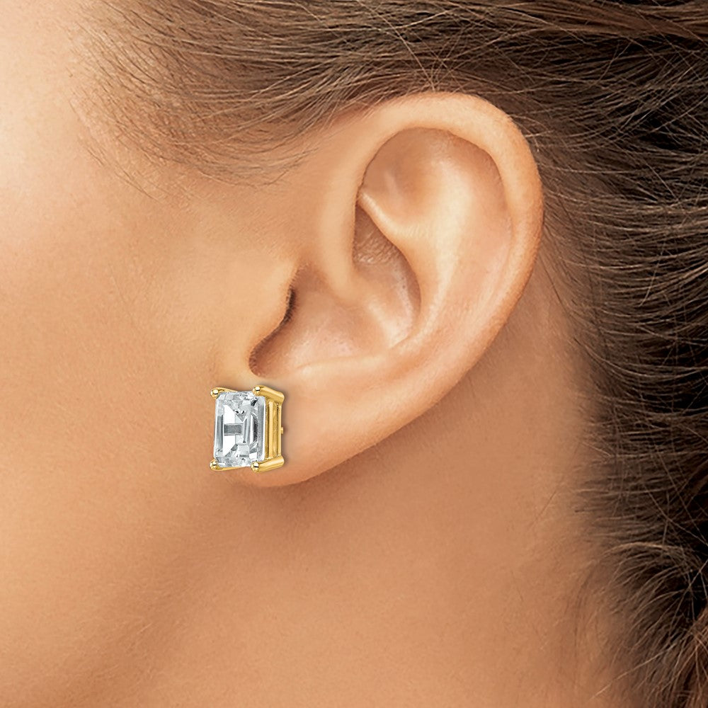 Buy Stylish 14K Yellow Gold 6 ct Lab-Grown Diamond Emerald Stud Earrings