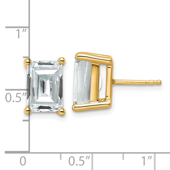 Buy Stylish 14K Yellow Gold 6 ct Lab-Grown Diamond Emerald Stud Earrings-4