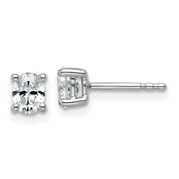 14K White Gold 1/2 ct Lab-Grown Diamond Oval Stud Earrings - Style GR1-1004045