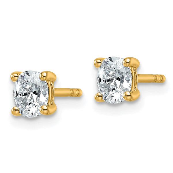 14K Yellow Gold 1/2 ct Lab-Grown Diamond Oval Stud Earrings