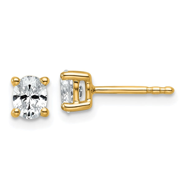 14K Yellow Gold 1/2 ct Lab-Grown Diamond Oval Stud Earrings