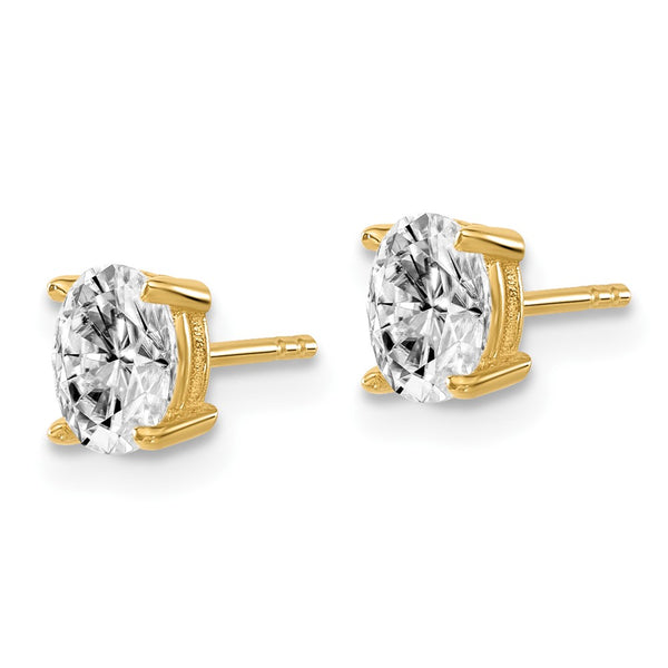 14K Yellow Gold 2/3 ctw Lab-Grown Diamond Oval Stud Earrings