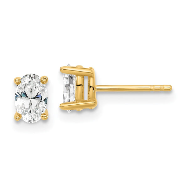 14K Yellow Gold 2/3 ctw Lab-Grown Diamond Oval Stud Earrings