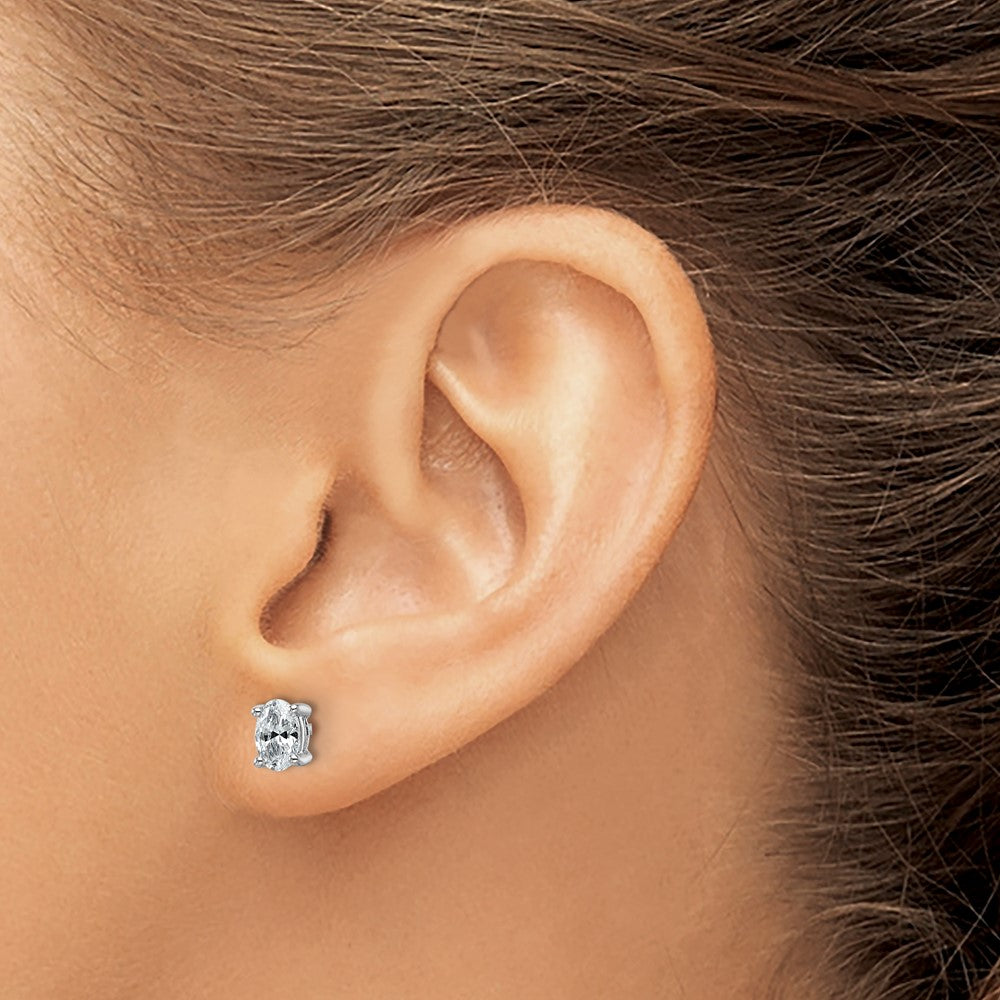Buy Exclusive 14K White Gold Oval Stud Earrings - 3/4 ct Lab-Grown Diamond Value