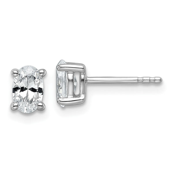 Buy Exclusive 14K White Gold Oval Stud Earrings - 3/4 ct Lab Grown Diamond, Stylish