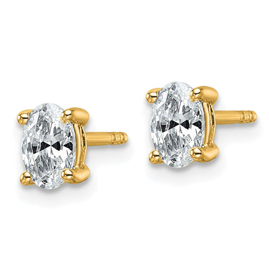 Buy Exclusive 14K Yellow Gold Oval Stud Earrings - 3/4 ct Lab-Grown Diamonds, Stylish Design
