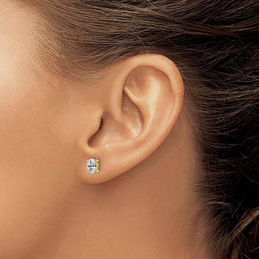 Shop Stylish 14K Gold Oval Stud Earrings, 3/4 ct Lab Grown Diamonds, VS/SI+