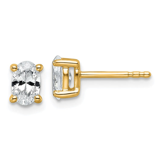 Exclusive 14K Yellow Gold Oval Stud Earrings - 3/4 ct Lab-Grown Diamond, VS+ Quality, Stylish & Affordable