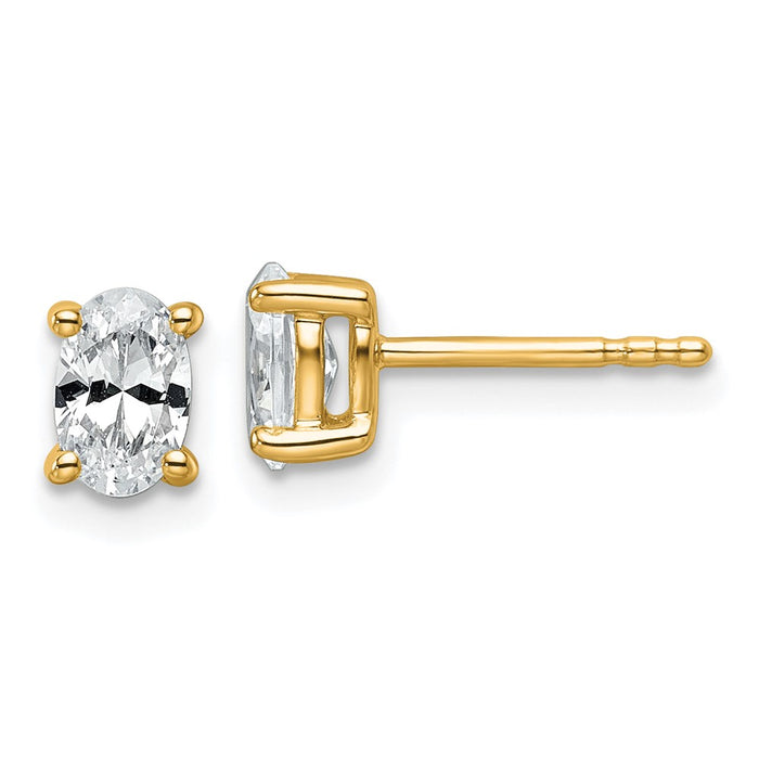 Shop Stylish 14K Gold Oval Stud Earrings, 3/4 ct Lab Grown Diamonds, VS/SI+-1