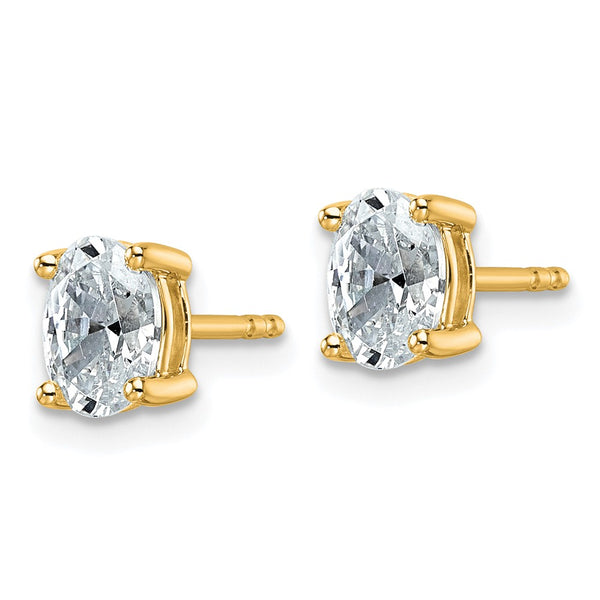14K Gold Oval Stud Earrings with 1 ct Lab-Grown Diamond