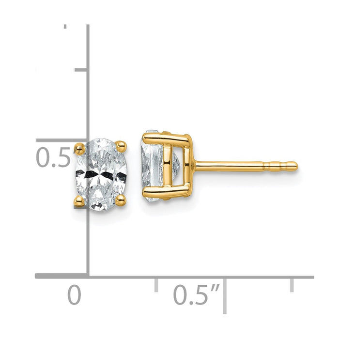 Order Exclusive 14K Gold Oval Stud Earrings with 1 ct Lab-Grown Diamond - Stylish Value-4