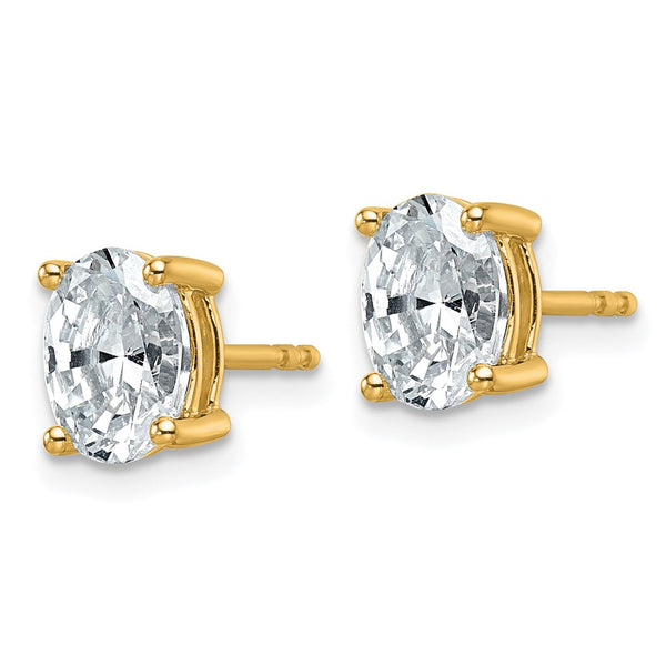 14K Yellow Gold Oval Stud Earrings with 1.5 ctw Lab-Grown Diamonds