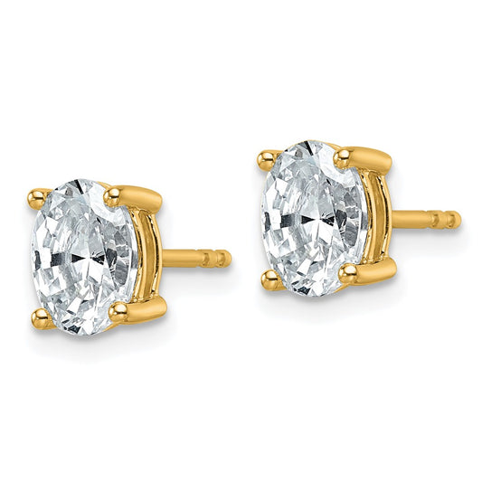 Buy Stylish 14K Yellow Gold Oval Stud Earrings with 1.5 ctw Lab-Grown Diamonds