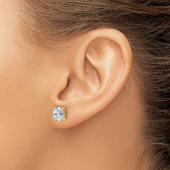 Shop Exclusive 14K Gold Oval Stud Earrings - 1.5 ctw Lab-Grown Diamonds, Stylish Design-3