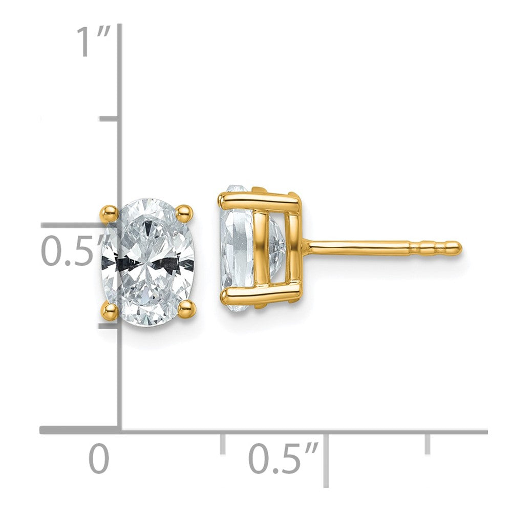 Buy Stylish 14K Yellow Gold Oval Stud Earrings with 1.5 ctw Lab-Grown Diamonds
