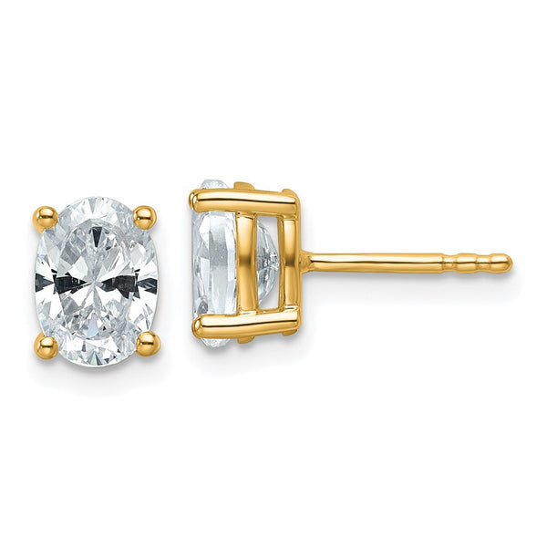 14K Yellow Gold Oval Stud Earrings with 1.5 ctw Lab-Grown Diamonds