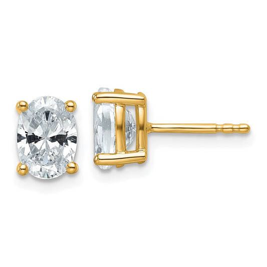 Buy Stylish 14K Yellow Gold Oval Stud Earrings with 1.5 ctw Lab-Grown Diamonds