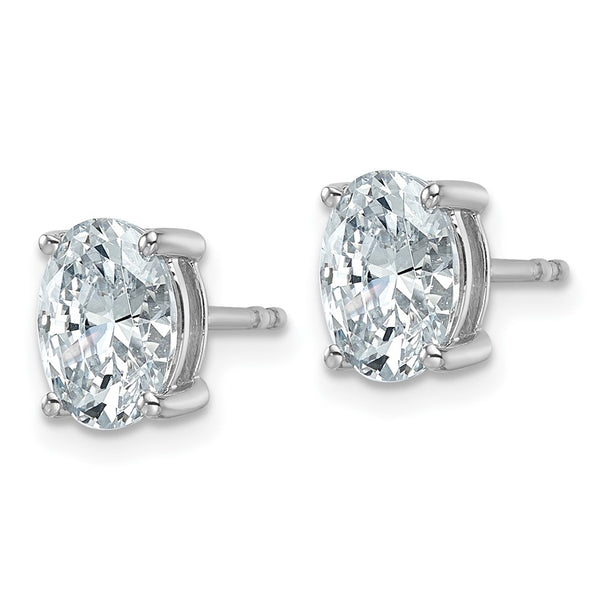 High-Quality 14K White Gold 2 Carat Lab-Grown Diamond Oval Stud Earrings