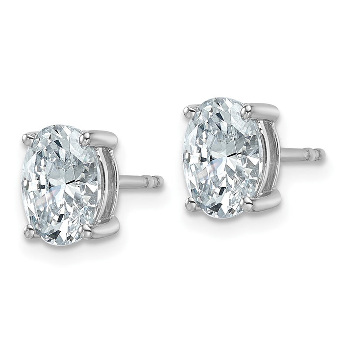 High-Quality 14K White Gold 2 Carat Lab-Grown Diamond Oval Stud Earrings-2