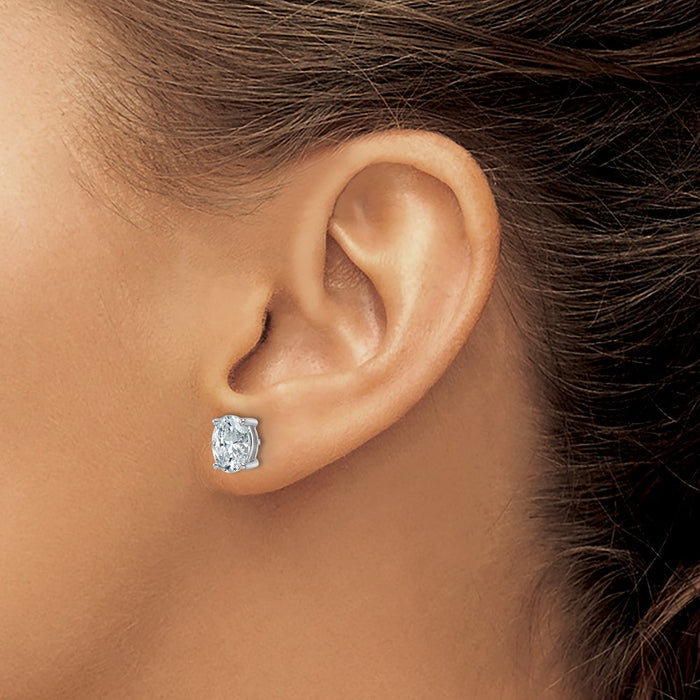 High-Quality 14K White Gold 2 Carat Lab-Grown Diamond Oval Stud Earrings-3
