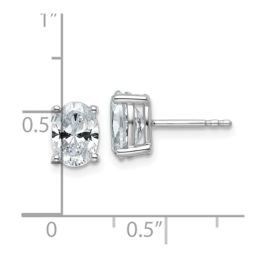High-Quality 14K White Gold 2 Carat Lab-Grown Diamond Oval Stud Earrings