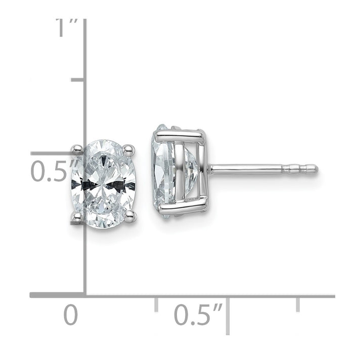 High-Quality 14K White Gold 2 Carat Lab-Grown Diamond Oval Stud Earrings-4