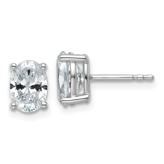 Shop Exclusive 14K White Gold Oval Stud Earrings - 2 Carat Lab-Grown Diamonds