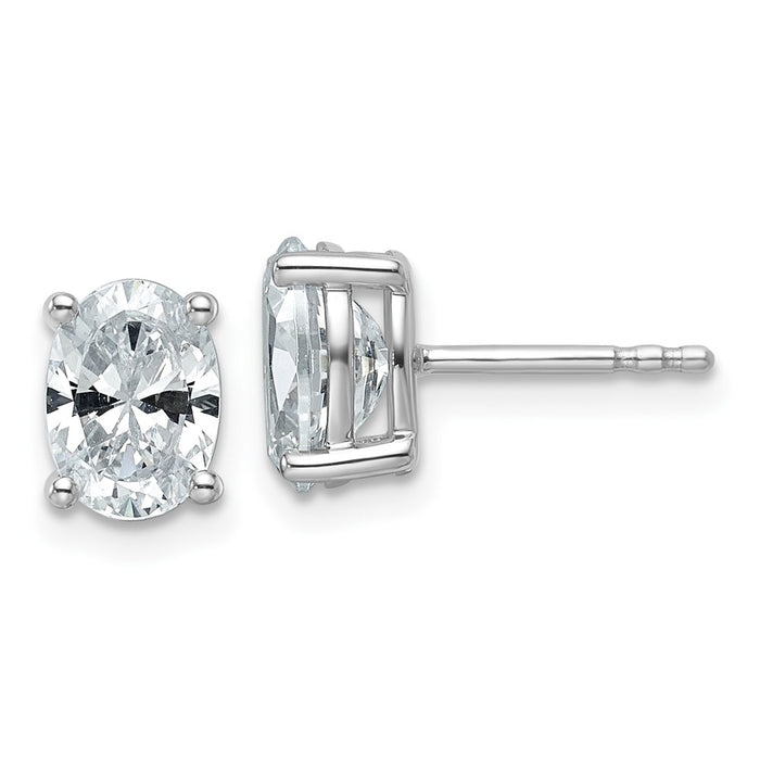 High-Quality 14K White Gold 2 Carat Lab-Grown Diamond Oval Stud Earrings-1