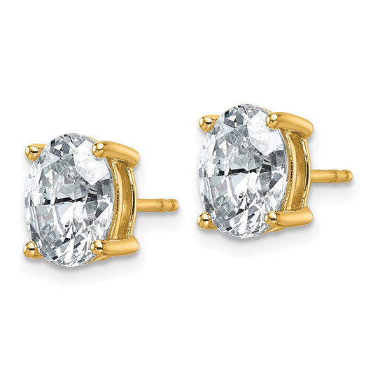 High-Quality 14K Gold 3 Carat Oval Lab-Grown Diamond Stud Earrings - Stylish Design