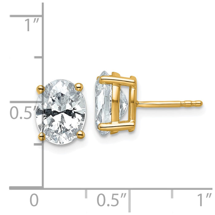 High-Quality 14K Gold 3 Carat Oval Lab-Grown Diamond Stud Earrings - Stylish Design-4