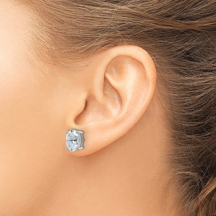 Shop Stylish 14K White Gold 4 ct Lab-Grown Diamond Oval Stud Earrings-3
