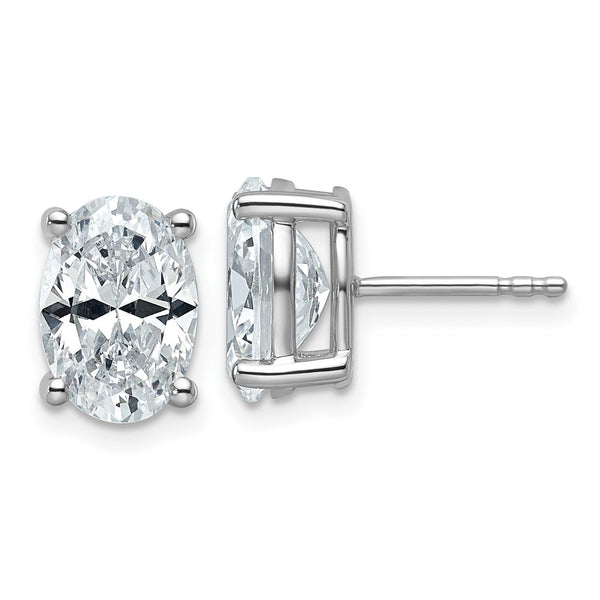 Exclusive 14K White Gold 4 ctw Lab-Grown Diamond Oval Stud Earrings - Stylish Design