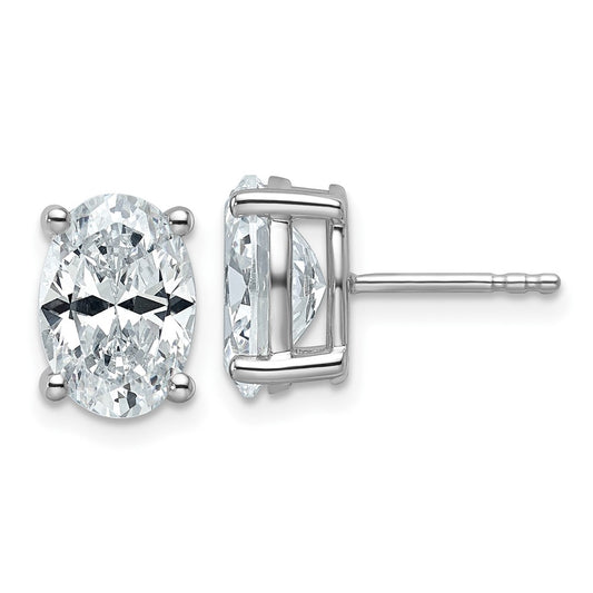 Exclusive 14K White Gold 4 ctw Lab-Grown Diamond Oval Stud Earrings - Stylish Design