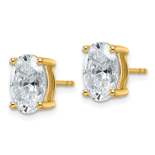 Buy Stylish 14K Yellow Gold 4 Carat Lab-Grown Diamond Oval Stud Earrings