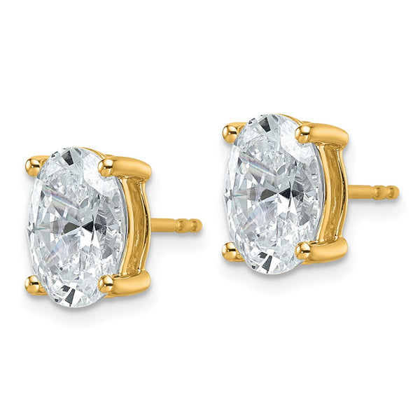 14K Gold 4 Carat Lab Grown Diamond Oval Stud Earrings