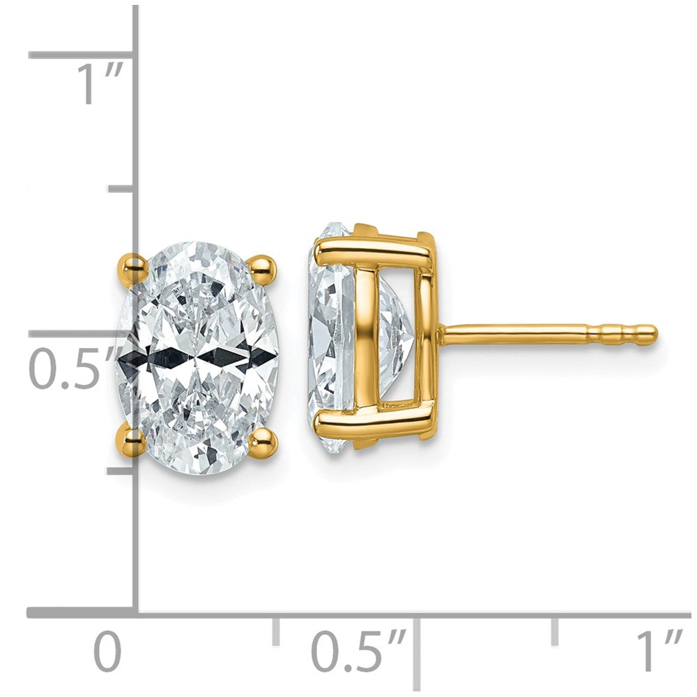 Buy Stylish 14K Yellow Gold 4 Carat Lab-Grown Diamond Oval Stud Earrings