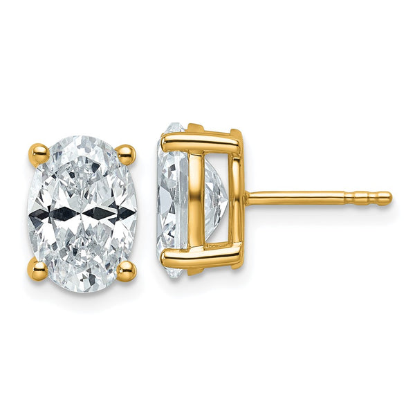 14K Gold 4 Carat Lab Grown Diamond Oval Stud Earrings