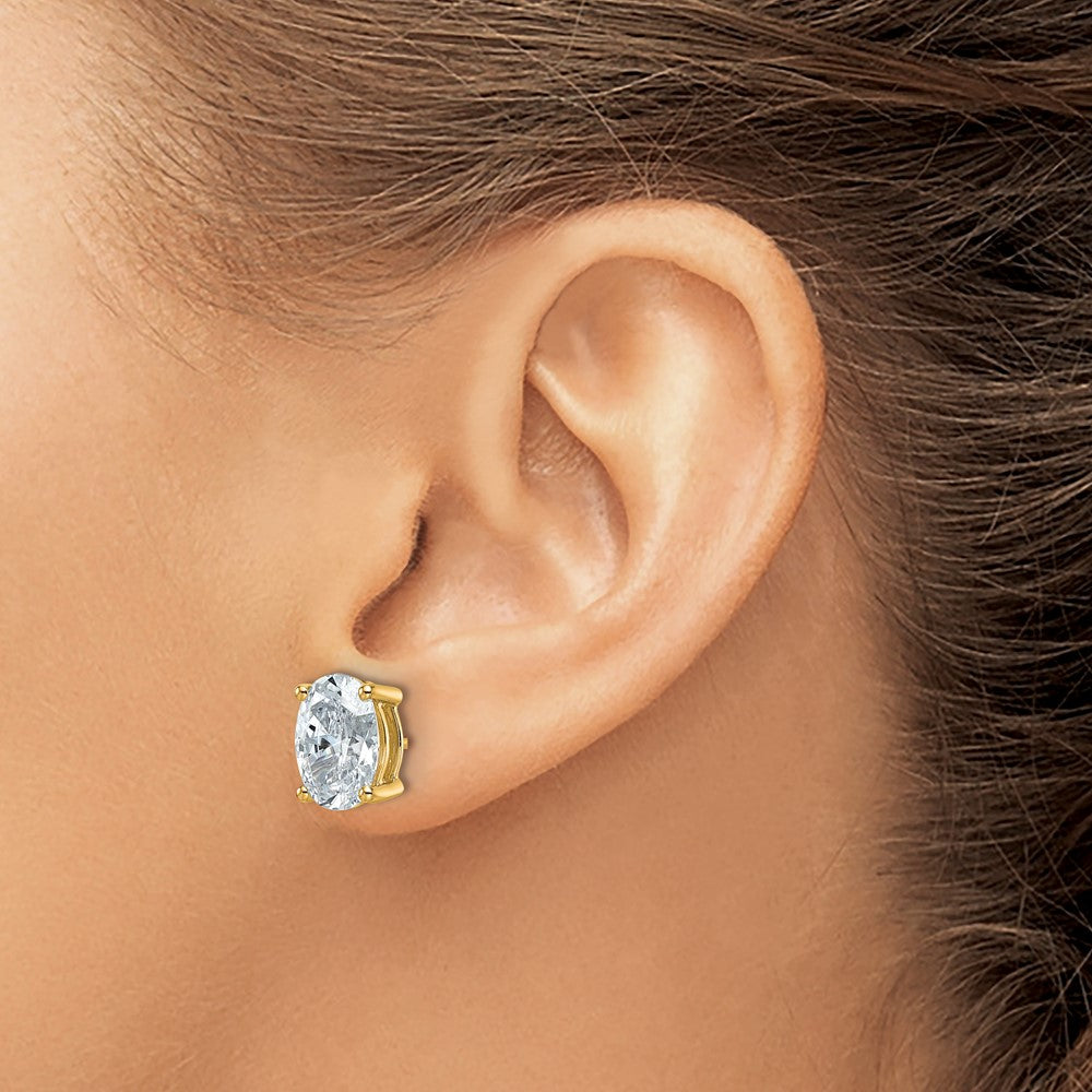 Buy 14K Yellow Gold 5 Carat Lab-Grown Diamond Oval Stud Earrings - Stylish & Affordable