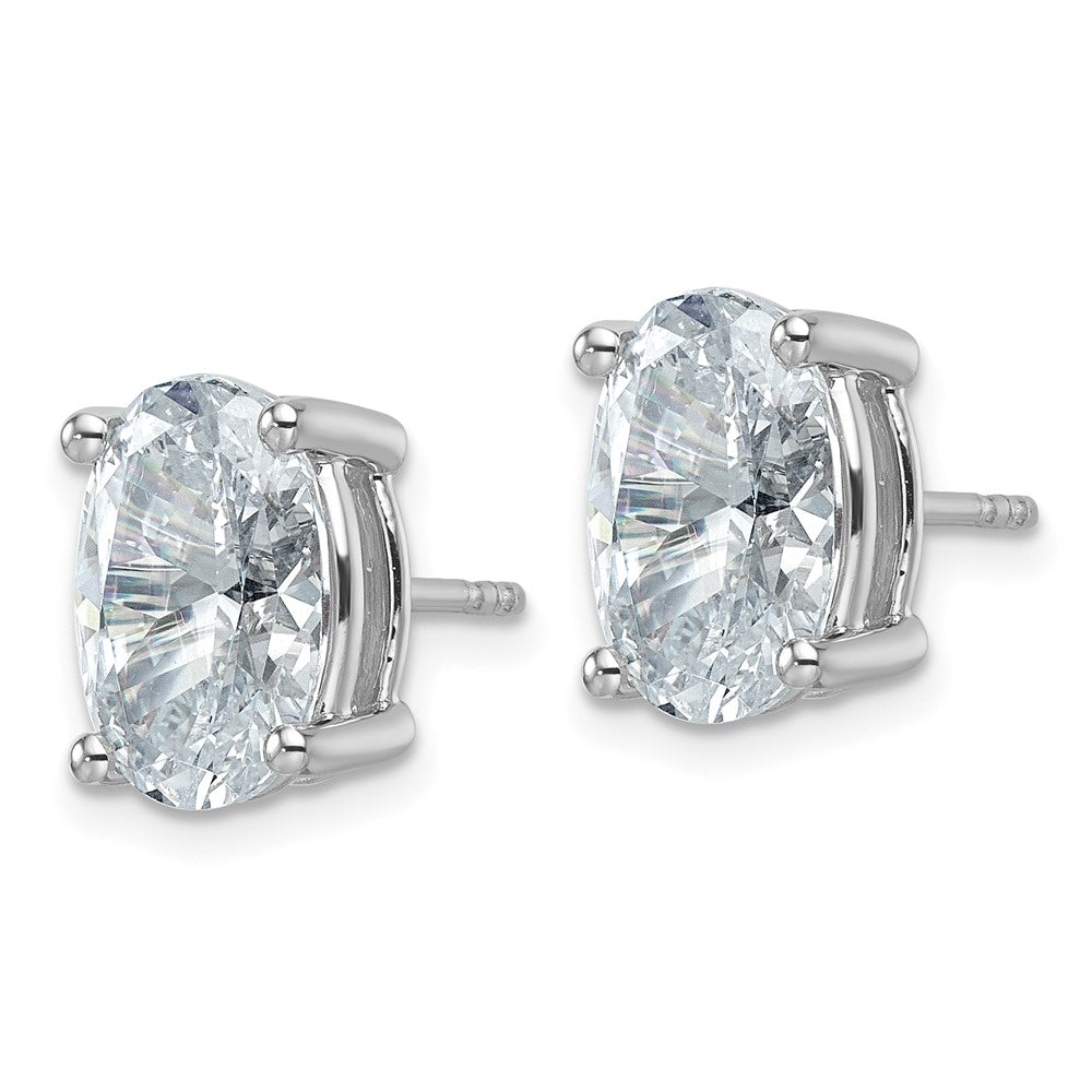 High-Quality 14K White Gold 6 ct Lab-Grown Diamond Oval Stud Earrings - Stylish Design