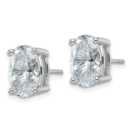 High-Quality 14K White Gold 6 ct Lab-Grown Diamond Oval Stud Earrings - Stylish Design
