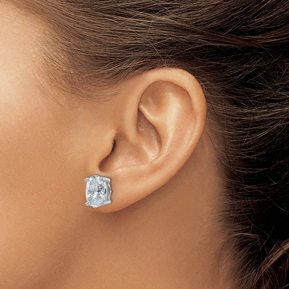 High-Quality 14K White Gold 6 ct Lab-Grown Diamond Oval Stud Earrings - Stylish Design