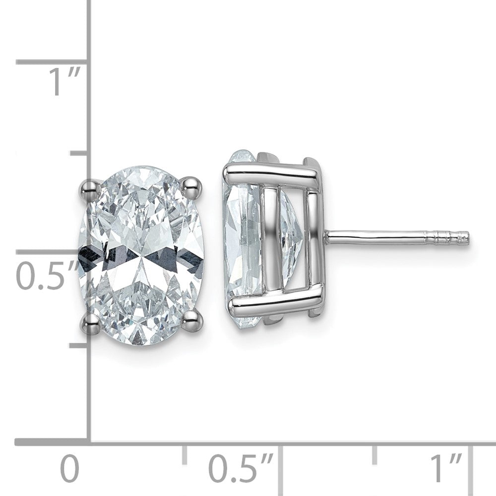High-Quality 14K White Gold 6 ct Lab-Grown Diamond Oval Stud Earrings - Stylish Design