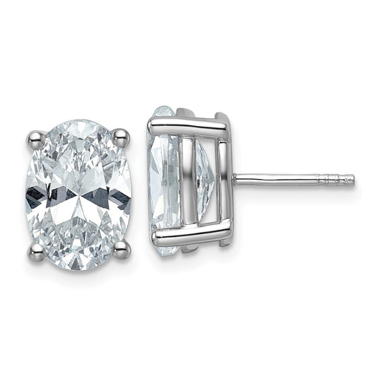 Designer 14K White Gold Oval Stud Earrings - 6 ctw Lab-Grown Diamonds, Value!