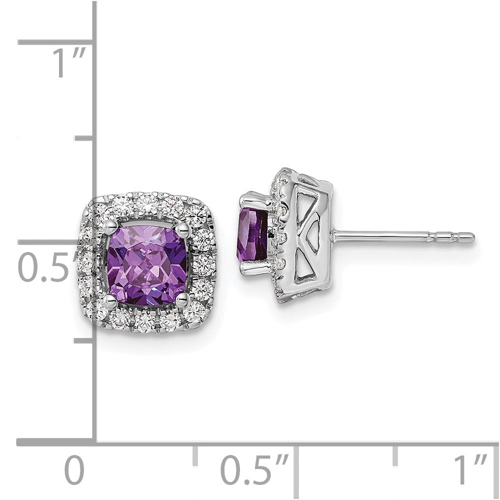 Buy Exclusive 14K White Gold Halo Earrings with Amethyst & 3/8 Carat Diamond
