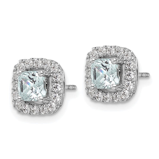 High-Quality 14K White Gold Aquamarine Earrings with 3/8 Carat Diamond - Stylish Gift