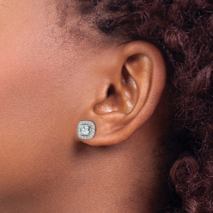 High-Quality 14K White Gold Aquamarine Earrings with 3/8 Carat Diamond - Stylish Gift-3