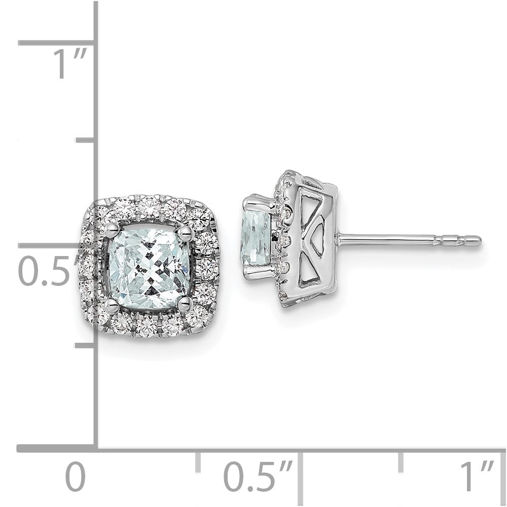 High-Quality 14K White Gold Aquamarine Earrings with 3/8 Carat Diamond - Stylish Gift