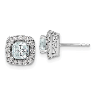High-Quality 14K White Gold Aquamarine Earrings with 3/8 Carat Diamond - Stylish Gift