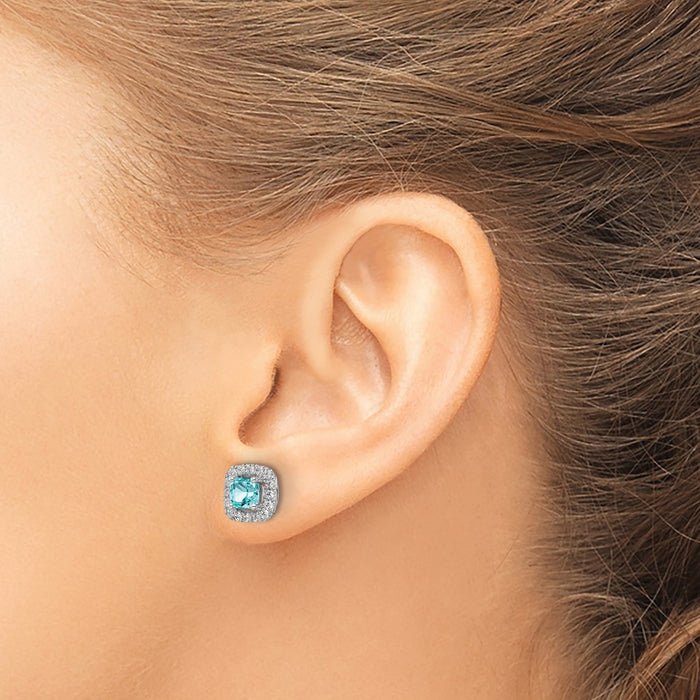 Shop Exclusive 14K White Gold Halo Stud Earrings with 3/8 Carat Lab-Grown Diamond-3