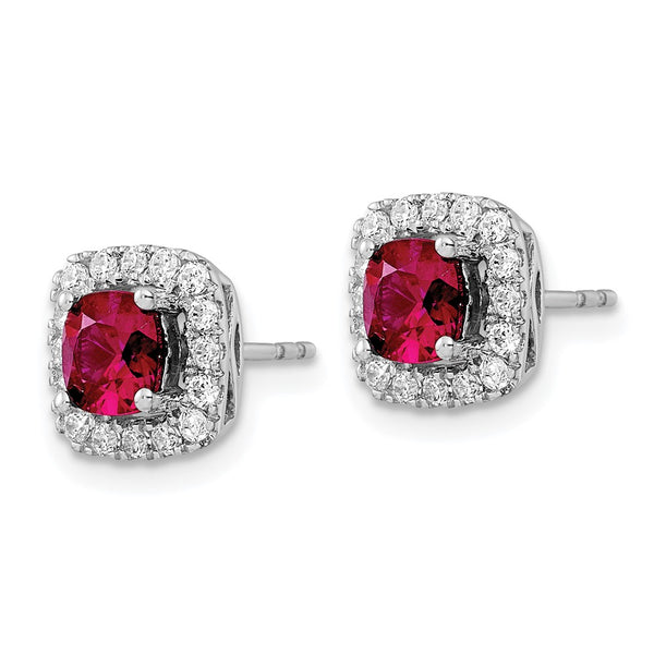 14K White Gold Halo Earrings with 3/8 Carat Lab-Grown Diamond